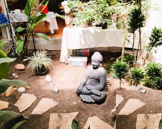 Atrium - Goddess statue, live plants (byo container) and stepping stones
