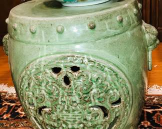 Oriental urns and drum side table