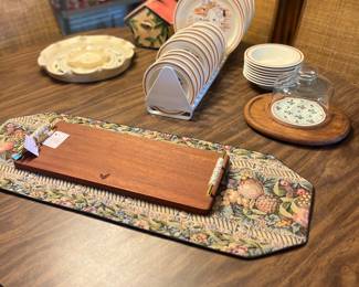 Dining table and 6 cane back chairs 
