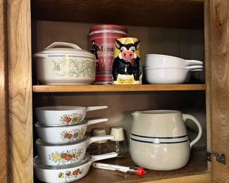 Pottery pitcher &  Corning Ware 