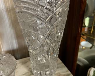 Anna Hutte Bleikristall Lead Crystal Vase Germany 8” Clear Cut Crystal