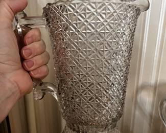 Antique Victorian Glass Pitcher 19th Century Finecut EAPG Bryce Bros.