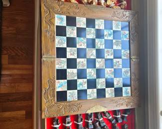 vintage wooden checkerboard