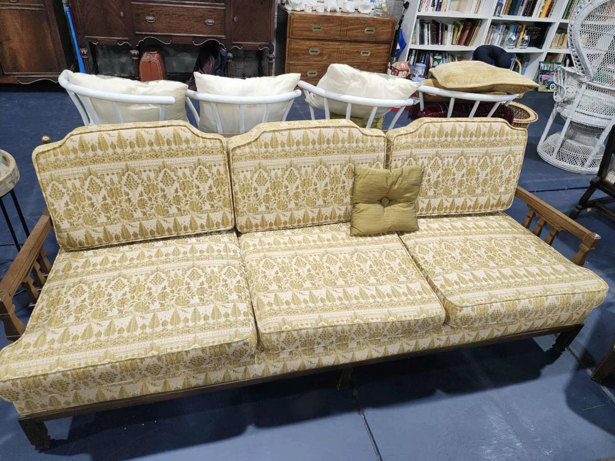 Vintage '60's wood frame couch. (Recovered 1x)