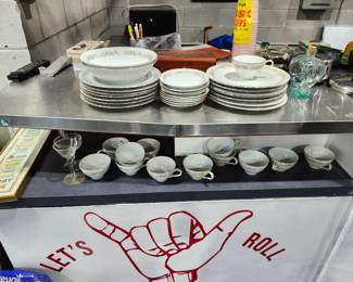 China sets, everyday dishes, glassware.