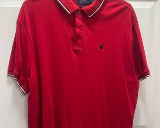 POLO Ralph Lauren Polo Men's Red with Striped Multi-Color Sleeves & Color Polo Shirt. Size XL.
USA Shipping Only.