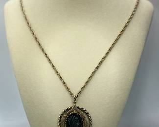 Beautifully Crafted Cameo Necklace Set in possible Black Onyx. 24" braided chain with hanging length of approximately 26".
USA Shipping Only.