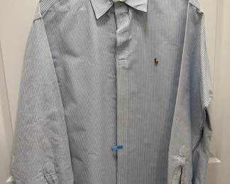 POLO Ralph Lauren Polo Men's Designer Dress Shirt - White With Blue Stripes Size Large.
USA Shipping Only.