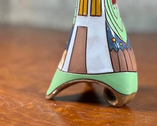 This lot features a stunning handmade flower pottery vase by Gappa in the town of Goole in the UK. Measures, 9” H x 4” W x 3.5” D. Maker mark present underneath as shown in photos.

