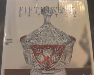 Vintage Anna Hutte Bleikristall 24% PbO Quality Crystal Ruby Candy Dish