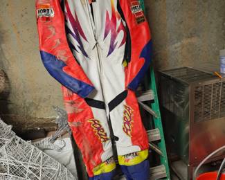 $195 Pre Sale Item - See Sale Description for purchase details. Forza Motorcycle Racing Suit, Multi Color, Size 3 L, Good - Fair Condition