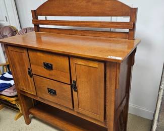 $265 Pre Sale Item - See Sale Description for purchase details. Sideboard/Buffet, Wood, 2 cabinet, 2 drawers and bottom open shelf. 46.25"w x 18.5"d x 54""h. Pic 2 of 4