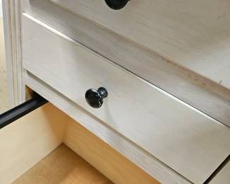 $215 Pre Sale Item - See Sale Description for purchase details. Wood desk, features keyboard drawer, printer cabinet, 3 drawers, pull out shelf and cord access. 82.5"w x 26"d x 31"h Pic 3 of 6