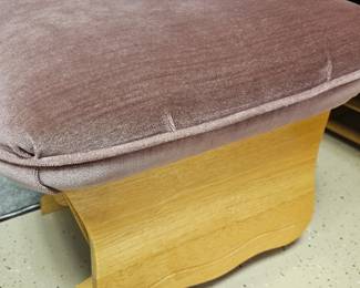 $225 Pre Sale Item - See Sale Description for purchase details. Glider Chair & Ottoman, Excellent condition, velour fabric, mauve color. chair, 24.5"w x 39.5"h - ottoman, 19.5"w x 20/5"d x 15"h Pic 4 of 5