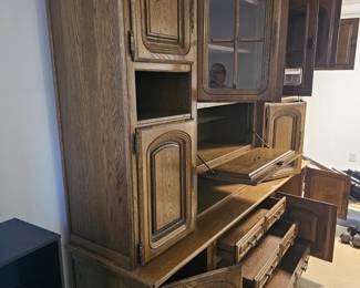 $850 Pre Sale Item - See Sale Description for purchase details. Beautiful solid wood entertainment center, 100"w x 25"d x 82"h. Pic 5 of 7
