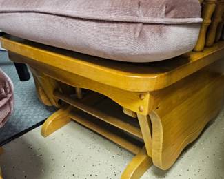 $225 Pre Sale Item - See Sale Description for purchase details. Glider Chair & Ottoman, Excellent condition, velour fabric, mauve color. chair, 24.5"w x 39.5"h - ottoman, 19.5"w x 20/5"d x 15"h Pic 3 of 5