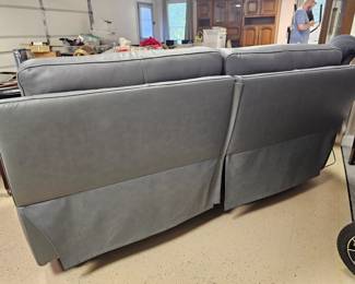 $425 Pre Sale Item - See Sale Description for purchase details. Blue leather sofa, electronic controls for reclining and fot rest. Excellent condition! 80.5"w x 33.5"d x 40.5"h Pic 4 of 7