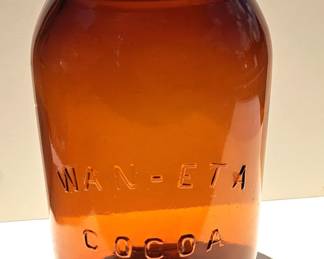 WAN-ETA COCOA BOSTON CANNING JAR AMBER