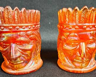 INDIAN CARNIVAL GLASS TOOTHPICK HOLDERS