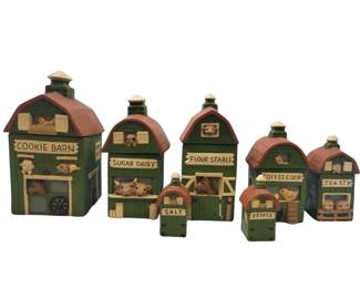 Farm Barns 5 Canisters Set + Salt Pepper