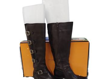 Shoes 2pr 8M Arturo Chiang AT Beacon Brown Leather Buckles Boxed Fudge Tie Dyed