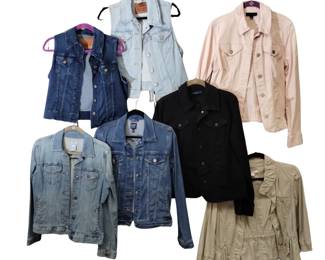 Ladies Denim Jacket Vest LOT Levi Charter Club S/M