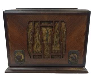 Silvertone 57D 1705 Vacuum Tube Radio Wood Case Short Wave 1930s Hums Glows