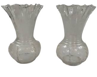 Viking Etched Radiance Flower Basket Vases 1938 New Martinsville