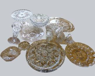 Pattern Glass Wexford Sugar Creamer Cake Pedestal Plate