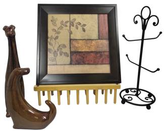 MCM Midcentury Modern Style Dogs Figures Ceramic Mug Tree Plate Rack