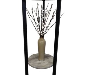Furniture Plant Stand Round Table Faux Marble Elegant +Plant