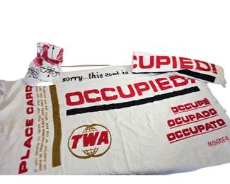 Vintage 1960s 2 TWA Airlines Towels in Seat Saver Pattern + Rooster Towels