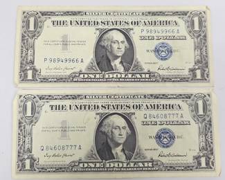 QTY=2 1957 Blue $1 Silver Certificates