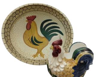 Rooster Kitchen Decor Napkin Holder Dough Bowl