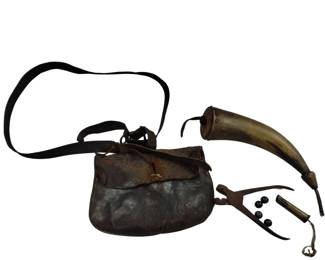 Antique Musket Ball Pouch Powder Horn Mold Bullet Casing Scoop