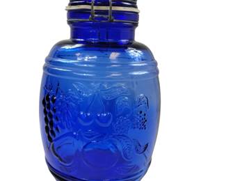 Casadis Milano Cobalt Blue Glass Canister Baril de Fruits Cookie Jar

