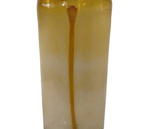 14" MCM Style Art Glass Vase Pulled Amber "F" Mark Fostoria