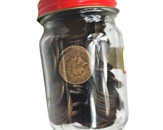 Jar of Antique US Indian Head Cents Penny Pennies