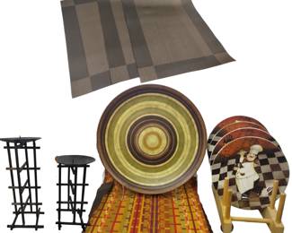 Decor Lot Baker Chef Plates Candle Holders Placemats Plate Rack