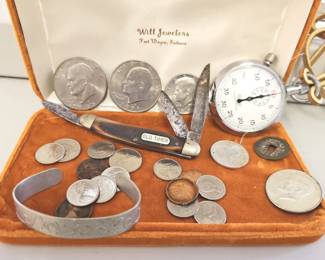 Coins Silver Foreign US Old Timer Pocket Knife Stop Watch
