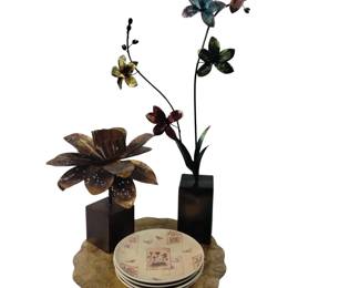 Decor Metal Flower Sculpture Floral Sonoma Plates