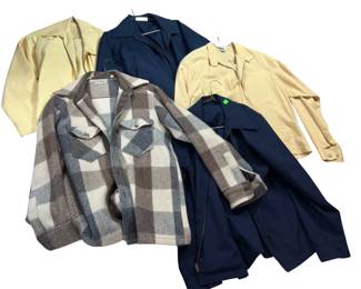 Vintage Farm Jacket Clothing: LL Bean Flannel Mechanics Lightweight Windbreakers 1960s 70s