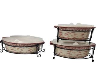 Temptations Casserole Bakeware Old World Lids Bases Ovals Set of 3