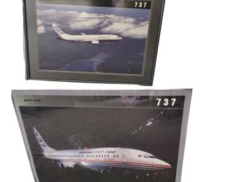 Decor Wall Art 2 Framed BOEING Airplane Photos 737 Company Employee
