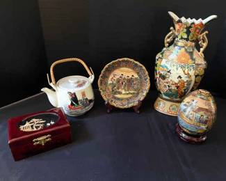 Satsuma Japanese Geisha Girls Decor, Japanese Teapot, Trinket Box