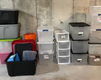 Various Plastic Storage Bins Buckets