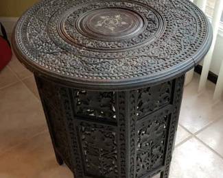 Small Ornate Wood Round Table