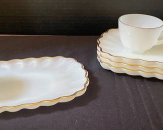 Fire King Milk Glass Snack Trays