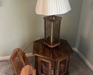 Night Stand, Cottagecore Magazine Holder Lamp W Three Different Settings