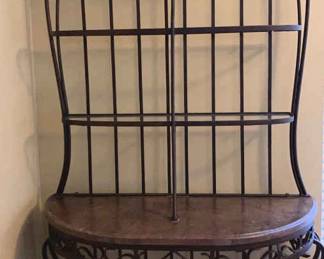 Hooker Bar Rack Iron  Marble With Glass Shelves
